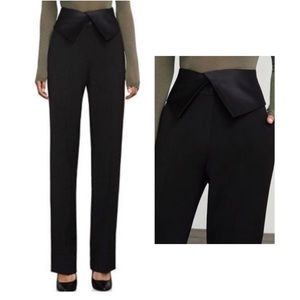 BCBGMaxAzria Black Sissy Foldover Waist Woven Tuxedo Dress Pants Size M